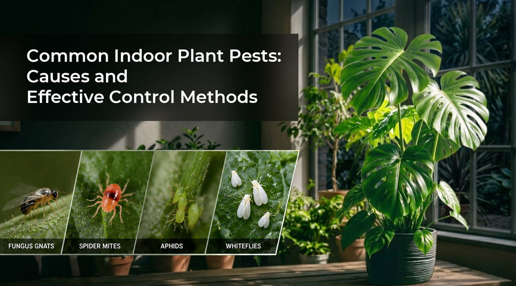 Image depicting common indoor plant pests and control methods for effective indoor plant pest control methods.