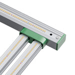 CeresLux QuadRay 1000W LED grow light top view showcasing green accents and high-efficiency LED strips for indoor gardening.