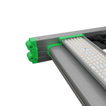 close-up view of Titan Series commercial LED grow light for flowering showing LED strip and aluminum housing