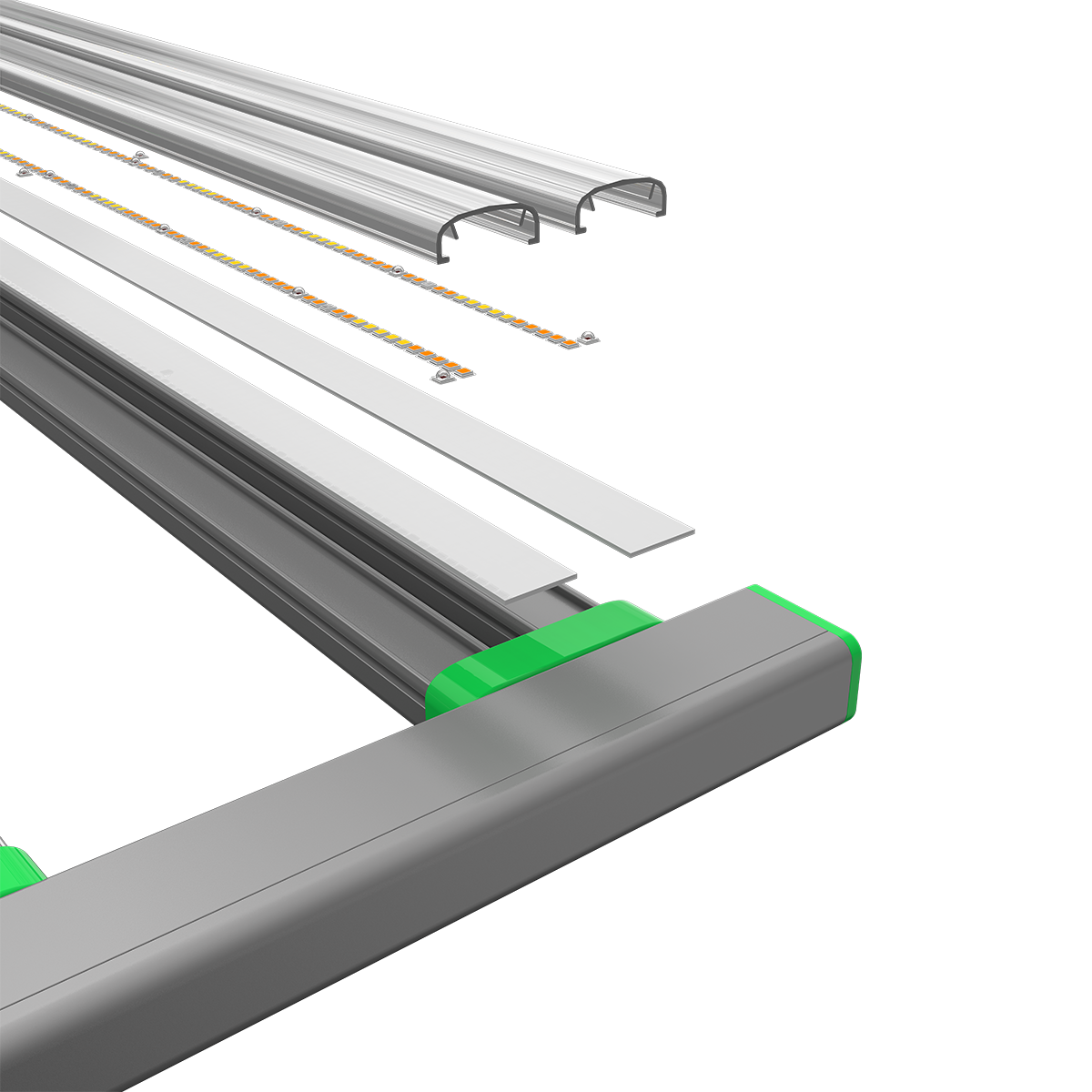 CeresLux Slim Power 880W components, showcasing strips and frame for commercial led grow light 880W.