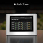 CeresLux LED grow light controller with timer displaying built-in timer and power settings for channels.