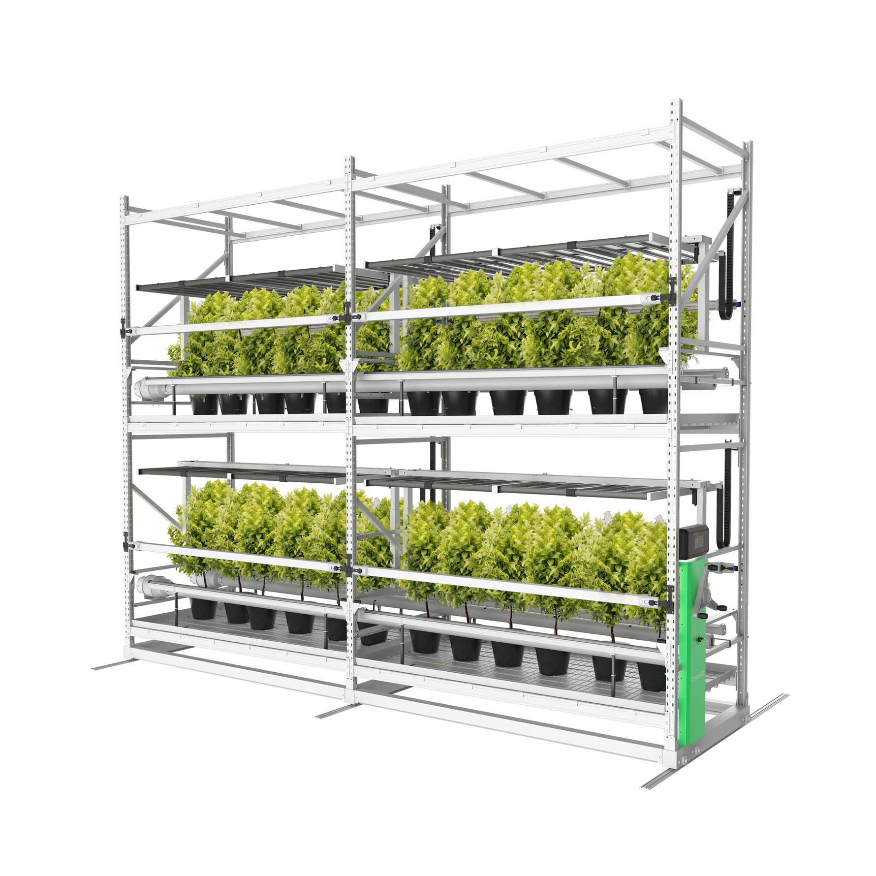 Mobile cultivation rack for high-density indoor growing