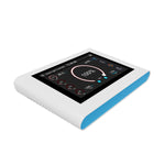 CeresLux LED grow light controller with timer displaying settings for brightness, temperature, and humidity.