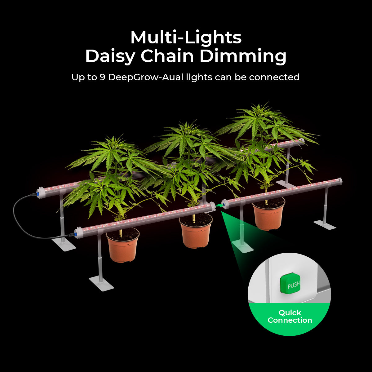 Cereslux DeepGrow-Dual 145W Under Canopy LED Grow Light | Full Spectrum, IP65 Waterproof, Linkable for Cloning, Veg & Bloom setup with daisy chain dimming.