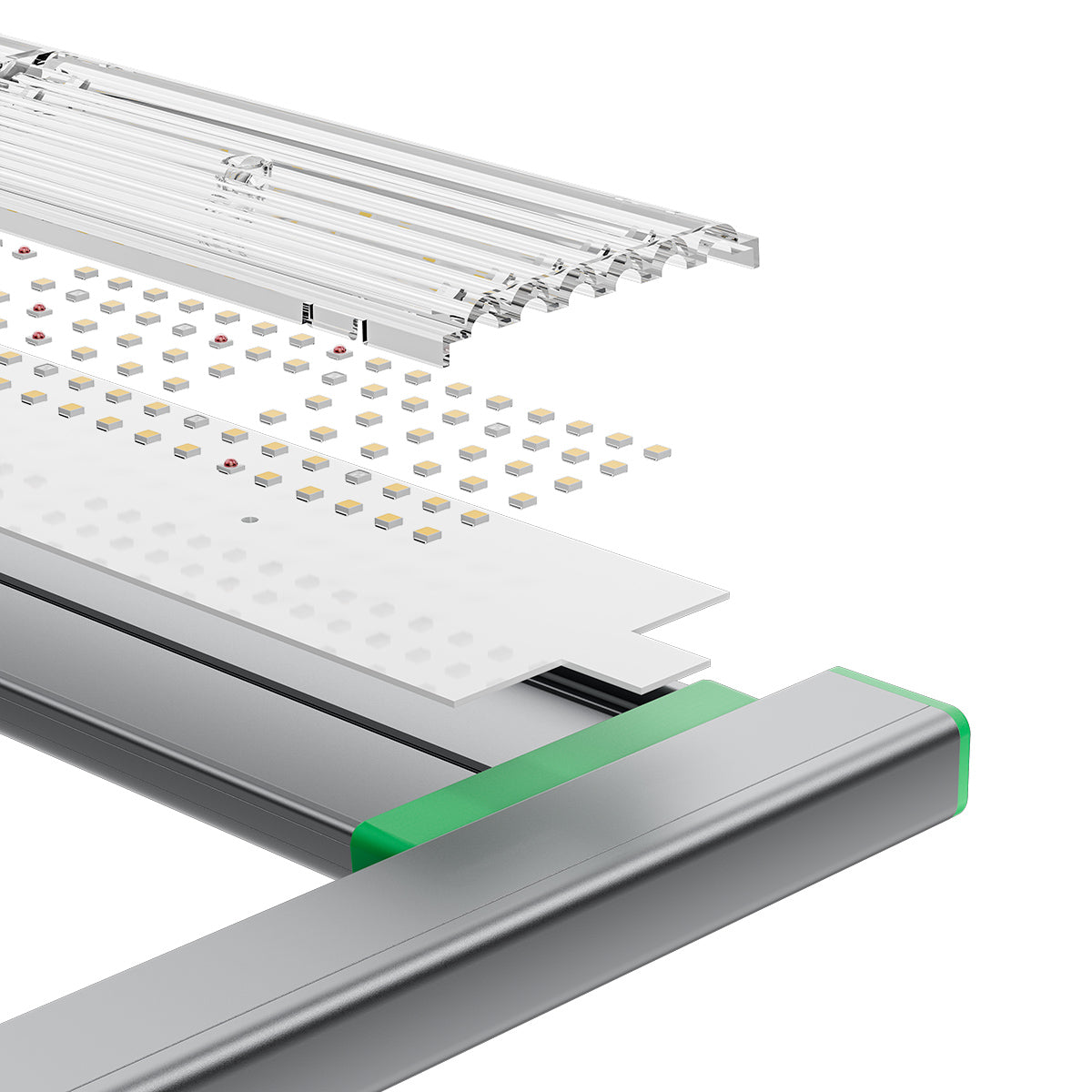 Titan Series 1320W/1650W Commercial LED Grow Light for Cannabis Flowering exploded view highlighting its LED technology.